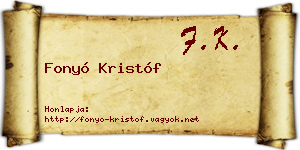 Fonyó Kristóf névjegykártya